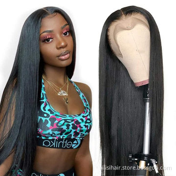 High Quality 180% Raw Indian Bonde Straight Human Hair Wig For Women Transparent 100% Virgin Human Hair Swiss Lace Front Wig